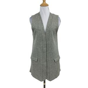 Elevenses Vest Womens S Small Gray Wool Blend Open Front Longline Anthropologie